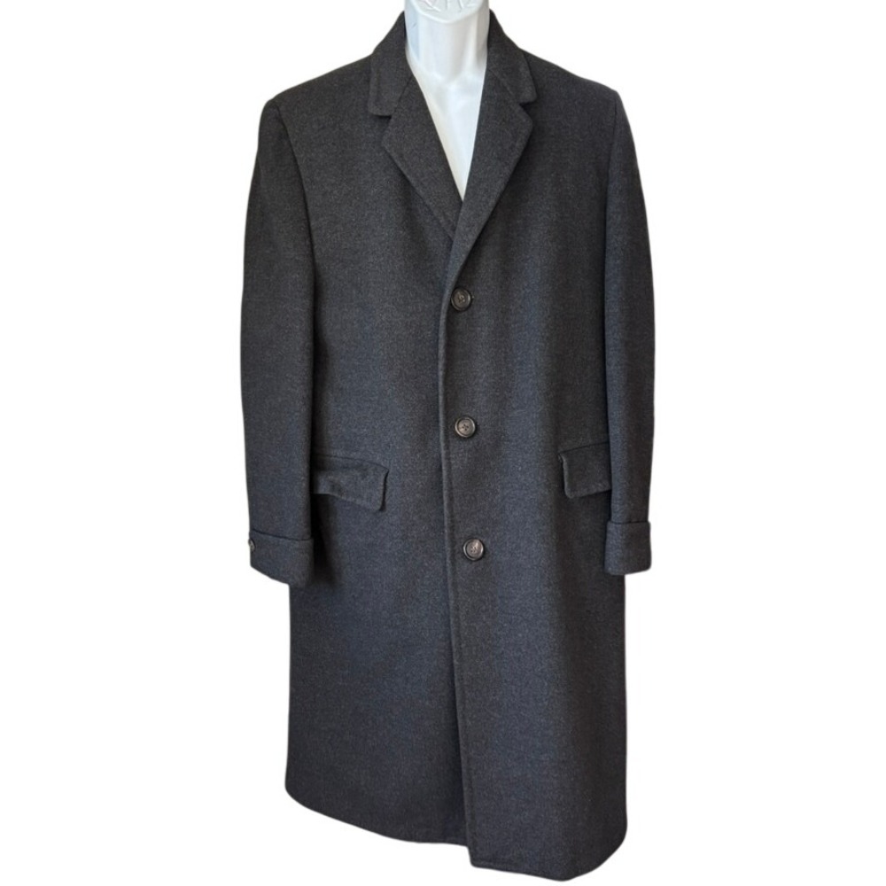 Vintage Crombie Overcoat Sz 44R‎ Charcoal Gray Aberdeen Scotland Made in USA